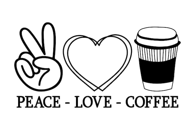 Vector peace love coffee