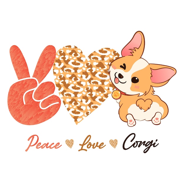 Peace Love Corgi T-shirtontwerp