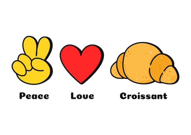 Peace love croissant concept print for t shirt