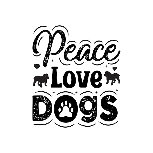 和平爱犬 猫手绘的字体 引用 字母 卡片插图 杯子 衬衫