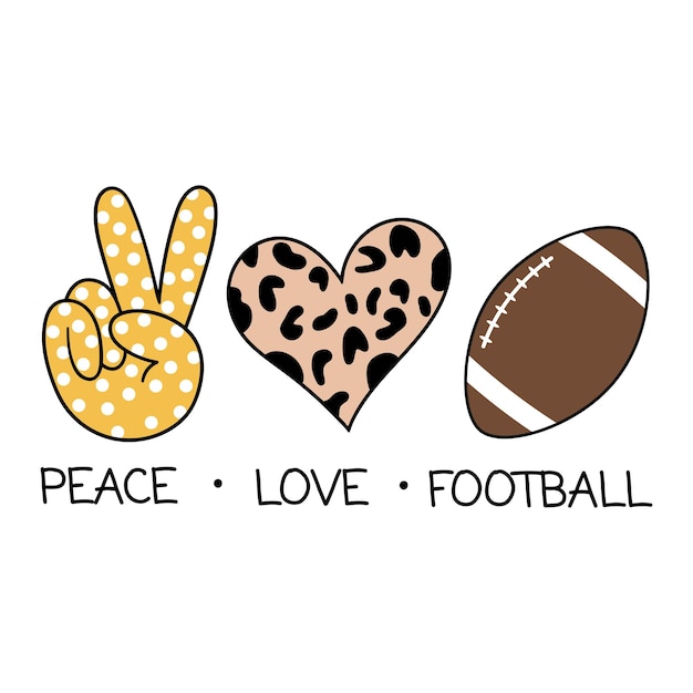 Peace love football illustrazione vettoriale isolato su sfondo bianco