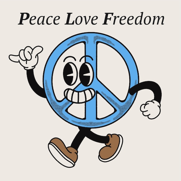 Peace Love Freedom met Peace Groovy Character Design