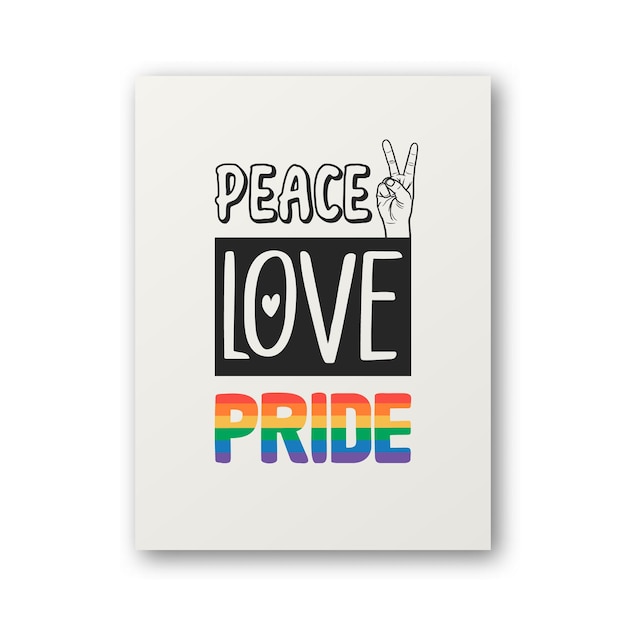 Vettore peace love pride vector design per tshirt plackard print pride month celebrate concept tipografia qute con lgbt rainbow transgender flag lgbt gays lesbians lotta per i diritti umani