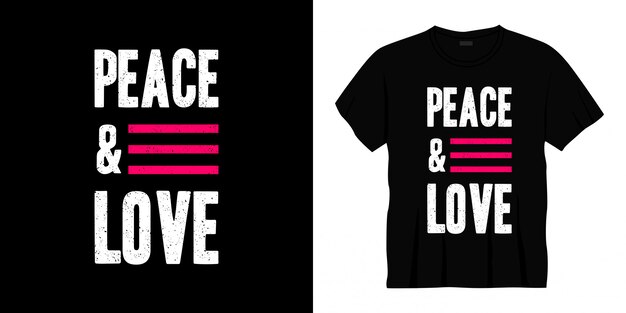 Design t-shirt tipografia pace e amore