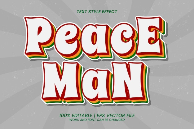 Peace Man bewerkbare teksteffect 3D vintage stijl