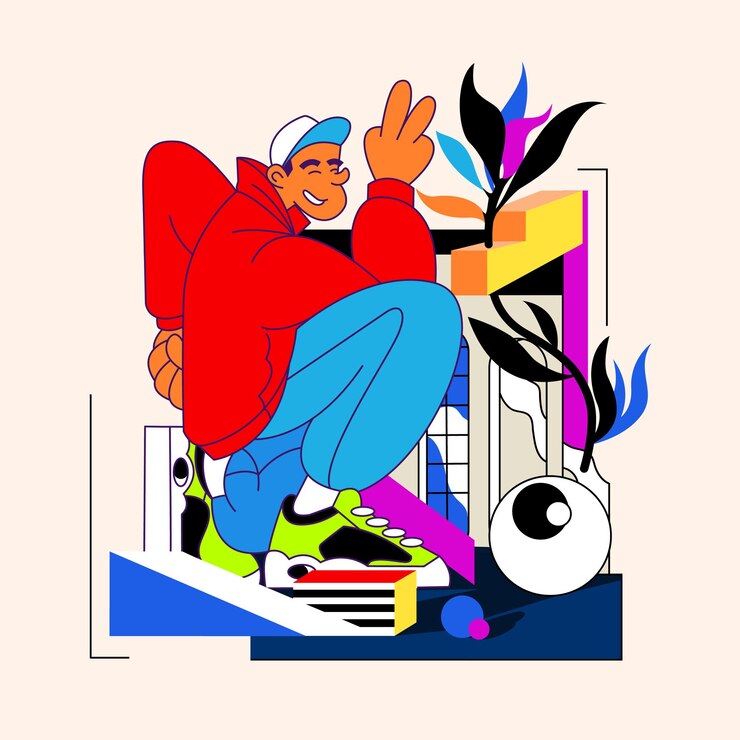 Vector peace out flat illustration