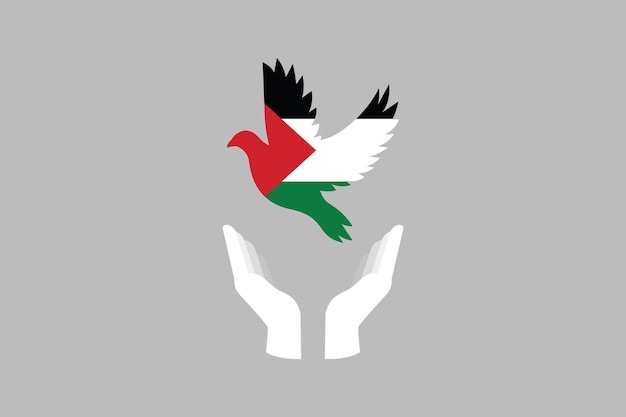 팔레스타인을 위한 평화: 팔레스타인의 발의 원본적이고 간단한 발 터 일러스트레이션