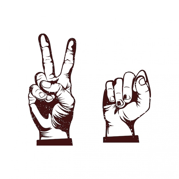 Peace and revolution hand symbol