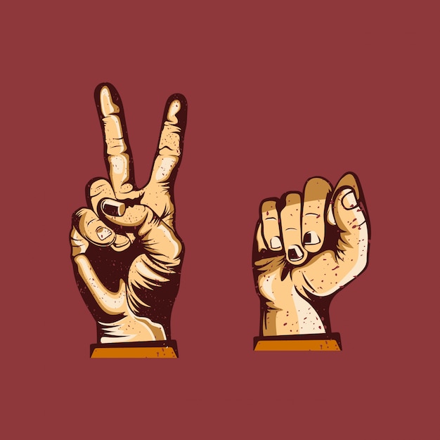 Peace and revolution hand symbol