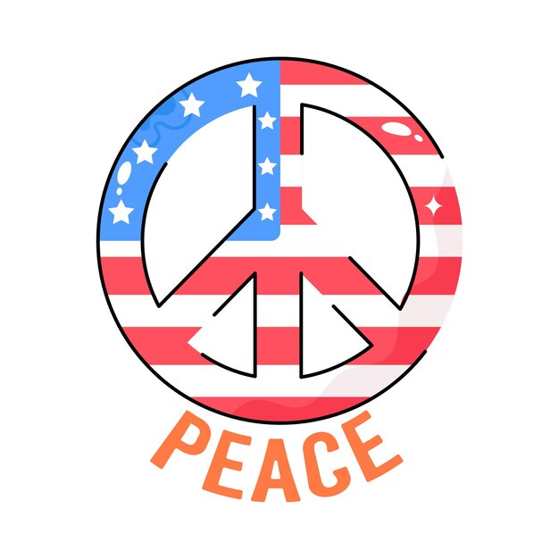 Peace Sign doodle vector outline icon EPS 10 file