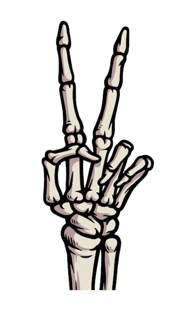 Peace sign skeleton hand illustration