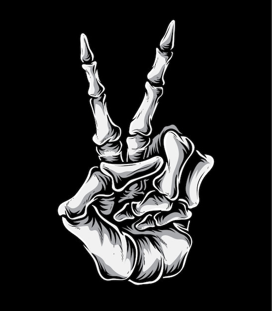 rock on skeleton hand background