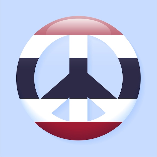 Vector peace sign symbol pray for thailand country flag flat abstract 3d card