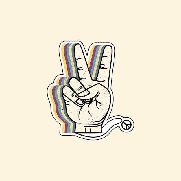 Peace sign symbol with v gesture for sticker