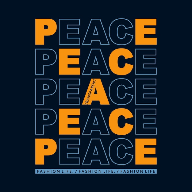 平和スローガンタイポグラフィグラフィックデザインプリントTシャツベクトルイラスト線画