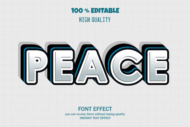 Peace-tekst, bewerkbaar lettertype-effect