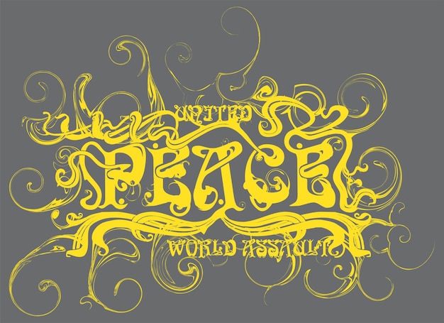 PEACE TEXT PRINT AND GRAPHIC VECTOR SKETCH