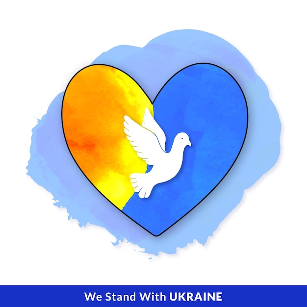 Peace For Ukraine Blue Yellow White Background Social Media Design Banner Free Vector