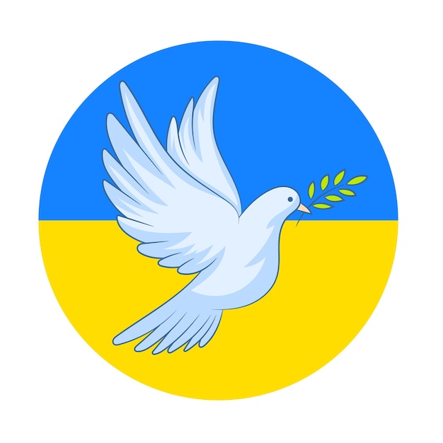 鳩のアイコンでウクライナの平和のサインウクライナの平和のシンボルのサポート