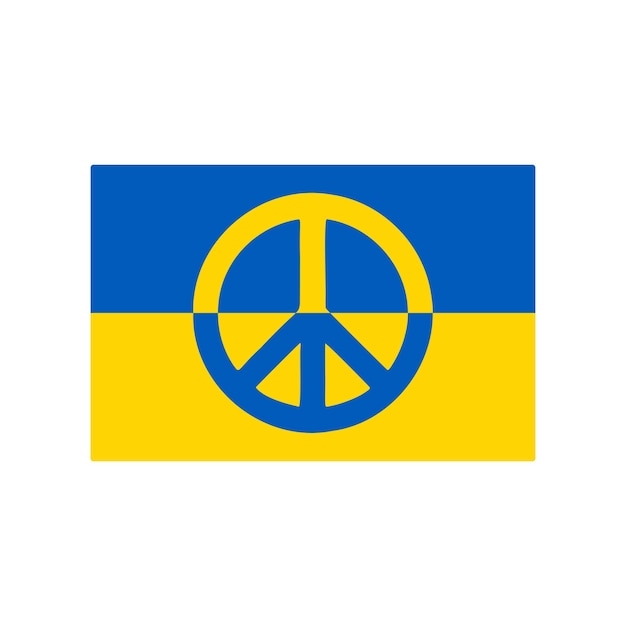 Peace in Ukraine Ukraine flag and peace symbol vector illustration