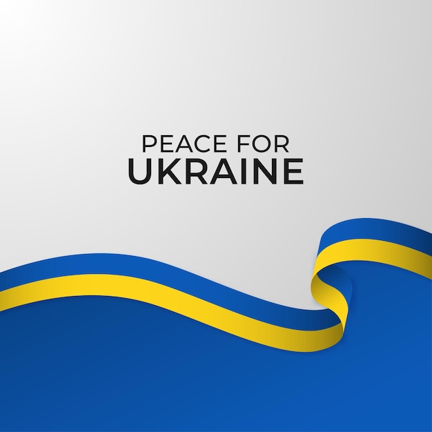 Мир Украине с лентой в цветах национального флага Остановить войну в Украине