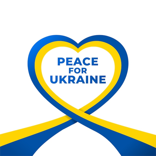 La pace per l'ucraina con la bandiera dell'ucraina che forma la forma del cuore supporta il disegno vettoriale dell'ucraina