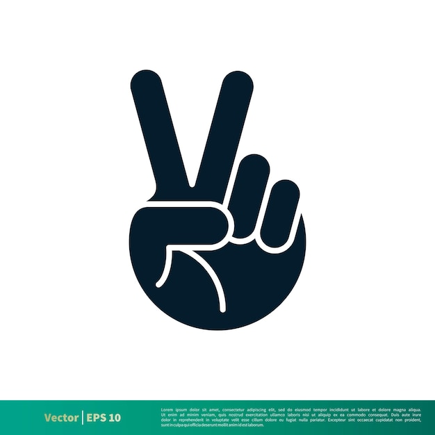 Жест Победы Мира Значок Пальца Векторный Логотип Шаблон Иллюстрации Дизайн EPS 10