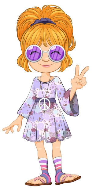 Vector peaceful hippie girl vector illustration