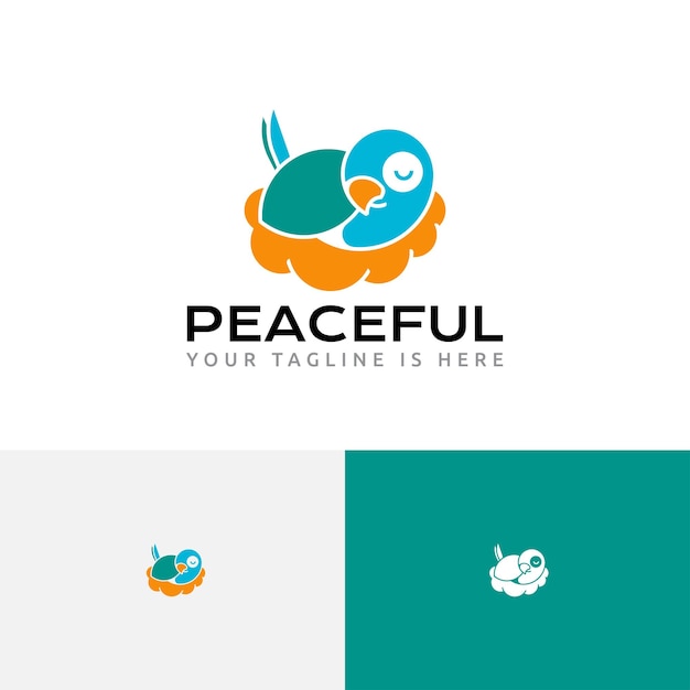 Peaceful Nature Bird Sleeping on Nest Animal Logo