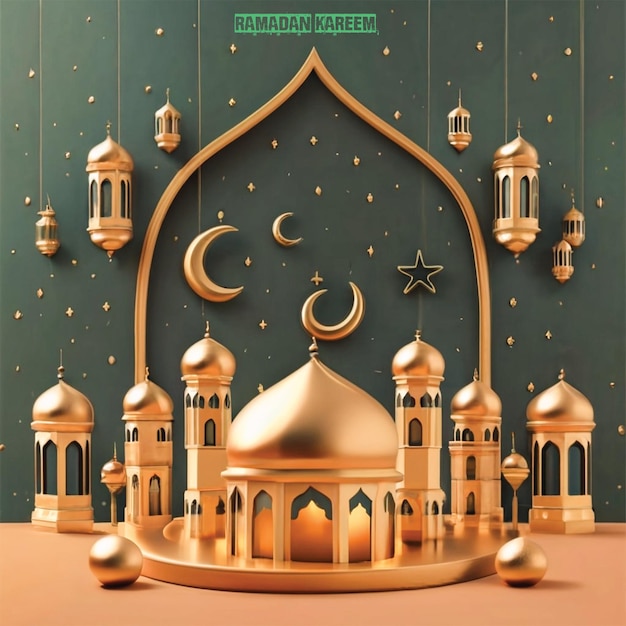Peaceful ramadan mubarak greeting card