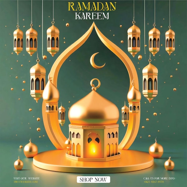 Peaceful ramadan mubarak greeting card