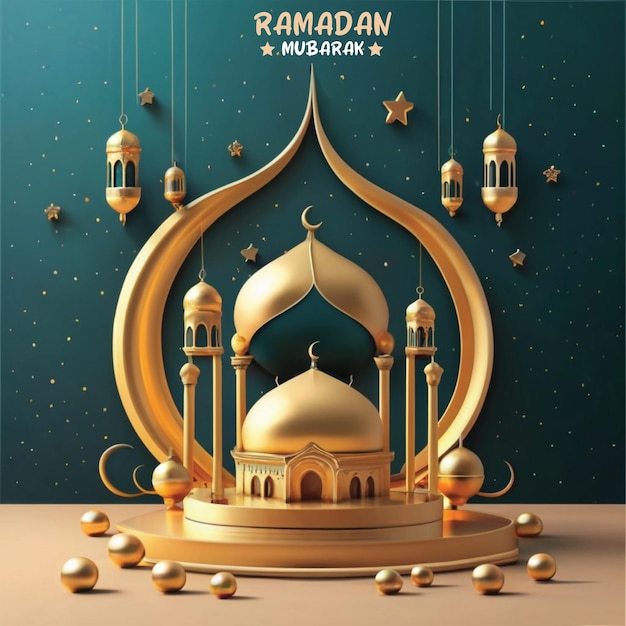 Peaceful ramadan mubarak greeting card