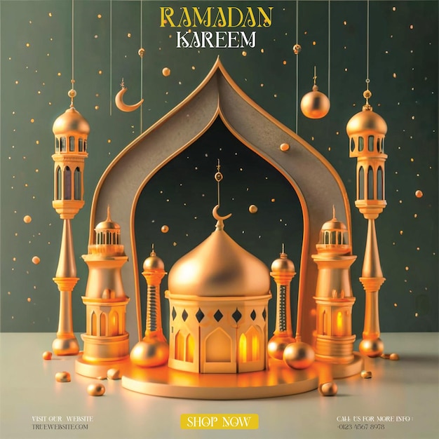 Peaceful ramadan mubarak greeting card