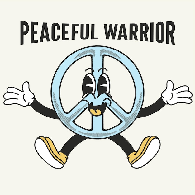 Peaceful Warrior With Peace Groovy Character Design