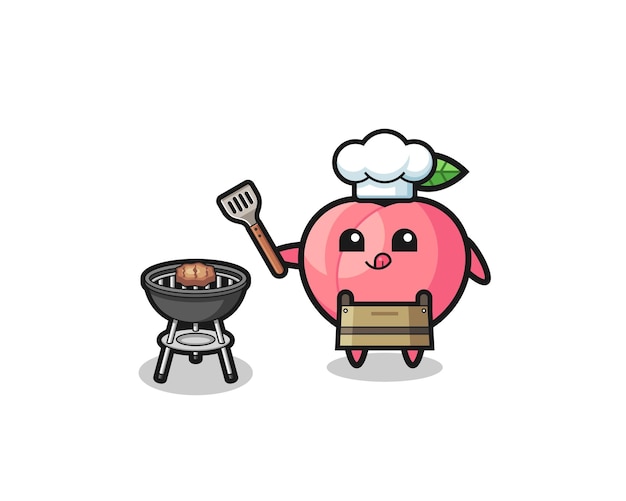 Peach barbeque chef with a grill