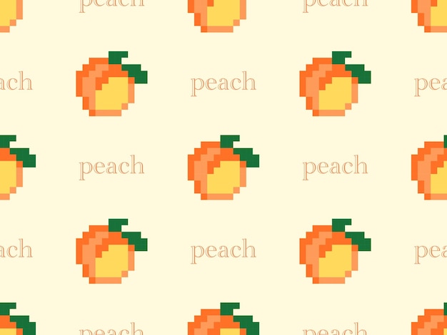 Vector peach cartoon character seamless pattern on orange background