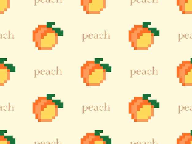 Peach cartoon character seamless pattern on orange background