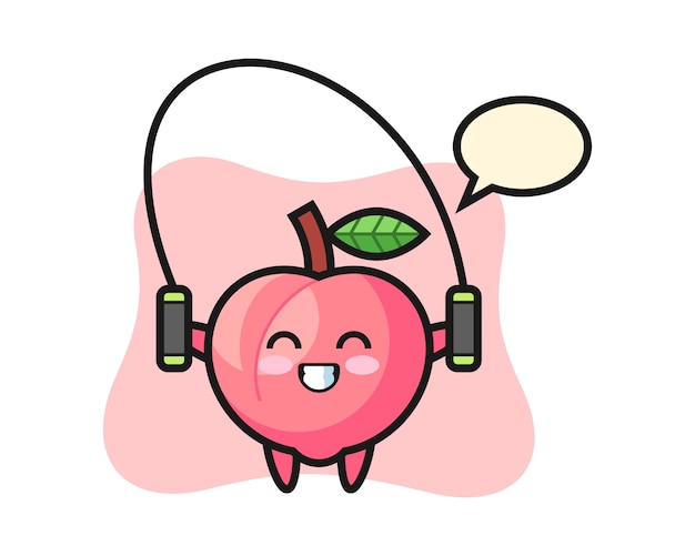 Vector peach character cartoon with skipping rope