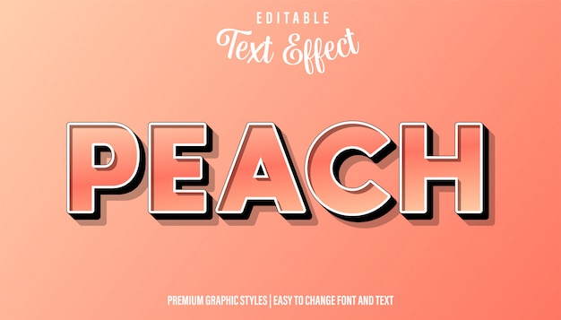 Vector peach, editable text effect style