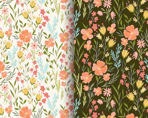 Peach flowers garden pattern