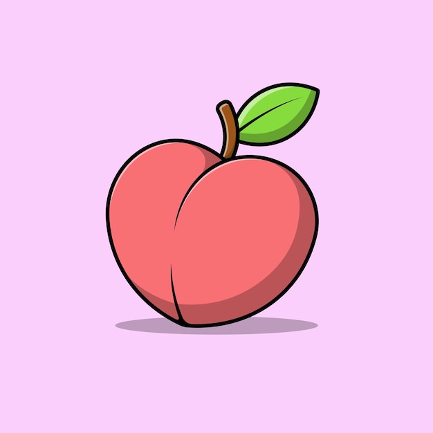 Peach Fruit Cartoon Vector Icon Illustration