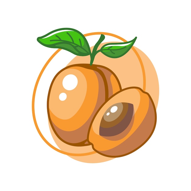 桃の実を描くイラストデザイン