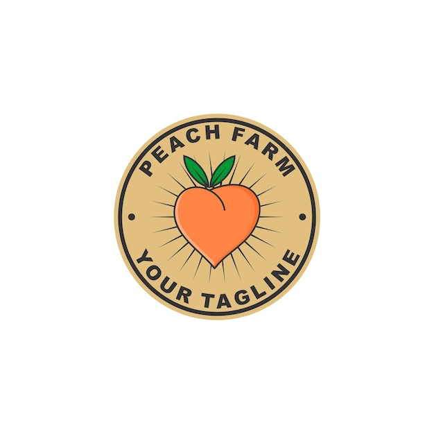 Vector peach fruit farm vector logo badge