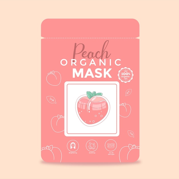 Peach fruit organic mask packaging design