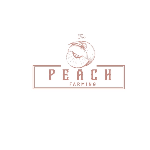 Logo vintage del negozio di frutta pesca peach