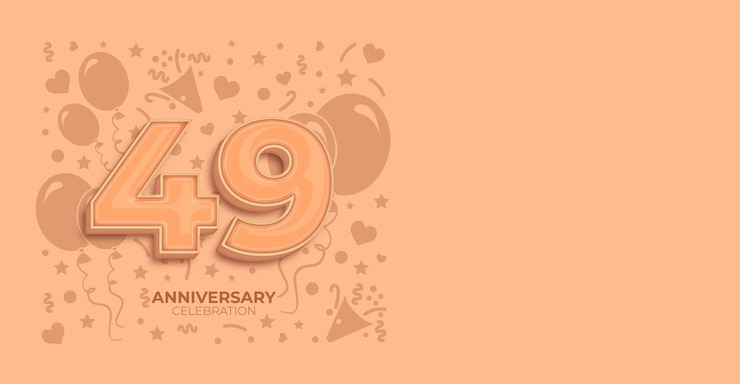 Вектор векторный баннер с цветовым эффектом персика для празднования 49-й годовщины или дня рождения