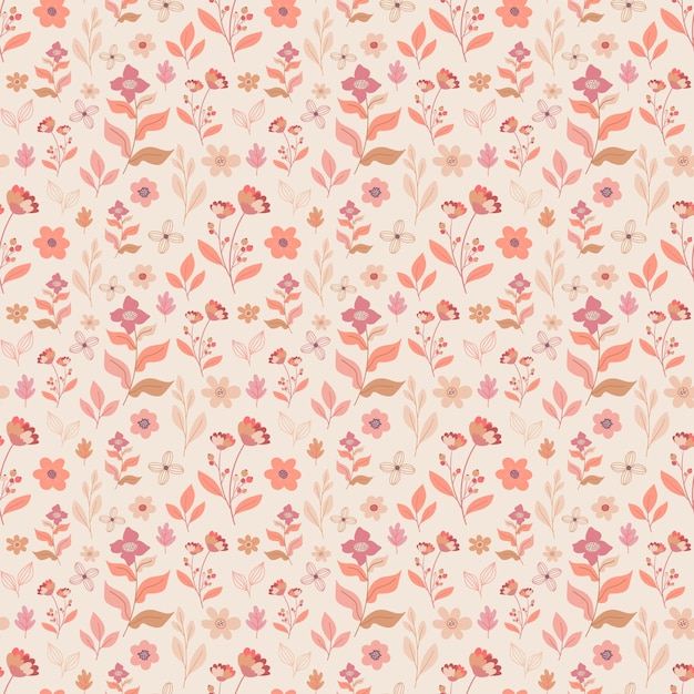 Peach fuzz cute floral seamless pattern romantic ditsy floral pastel pattern