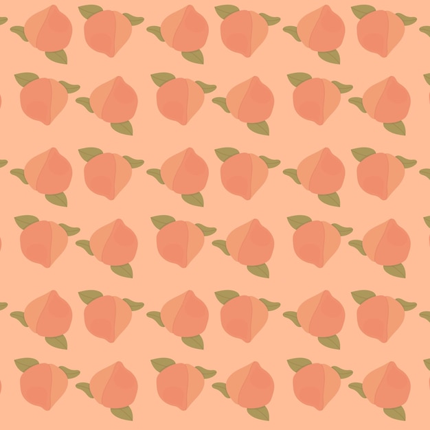 Peach isolated on peach fuzz background hand drawn peach seamless pattern vector illustration