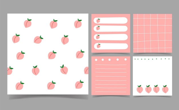 복숭아와 분홍색 메모 메모 스크랩 예약 카드 디자인 인사말 템플릿입니다. 추상적인 배경입니다.