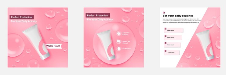 Vector peach pink water drop cosmetic social media post banner template for product display background